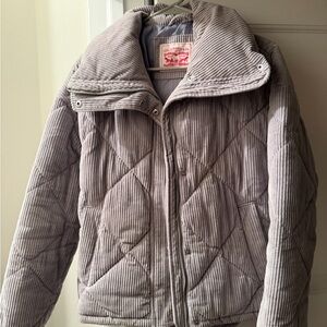 Levi's Quilted Corduroy Puffer Jacket in Light Gray